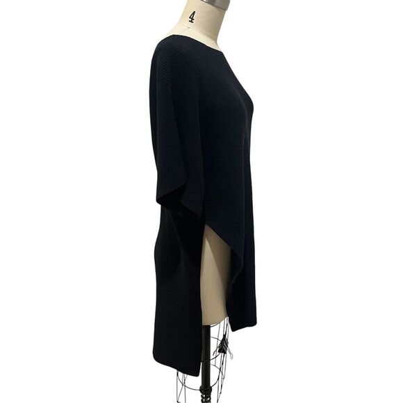 Eileen Fisher Black Organic Cotton Blend Tunic Sweater SZ Med Side Split - Picture 2 of 11